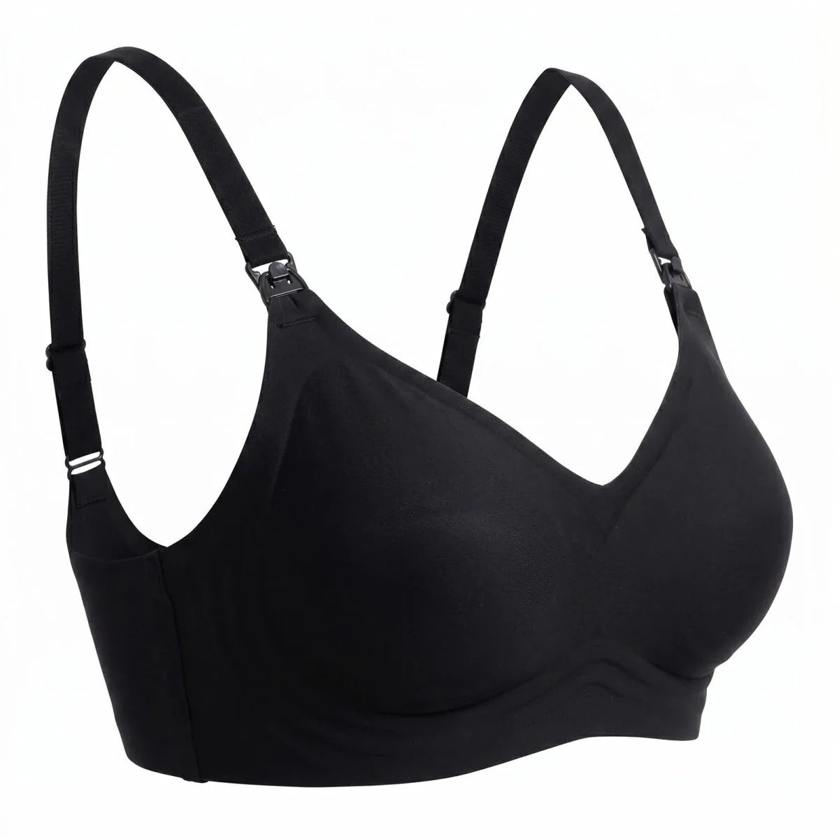Baby Mom Women's Seamless V-Neck Non-Padded Nursing Bra - Black