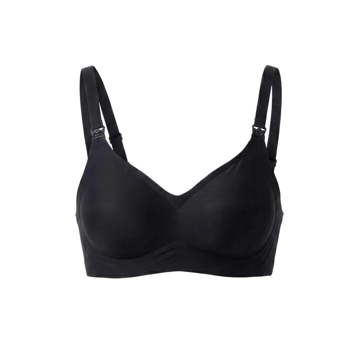 Baby Mom Women's Seamless V-Neck Non-Padded Nursing Bra - Black