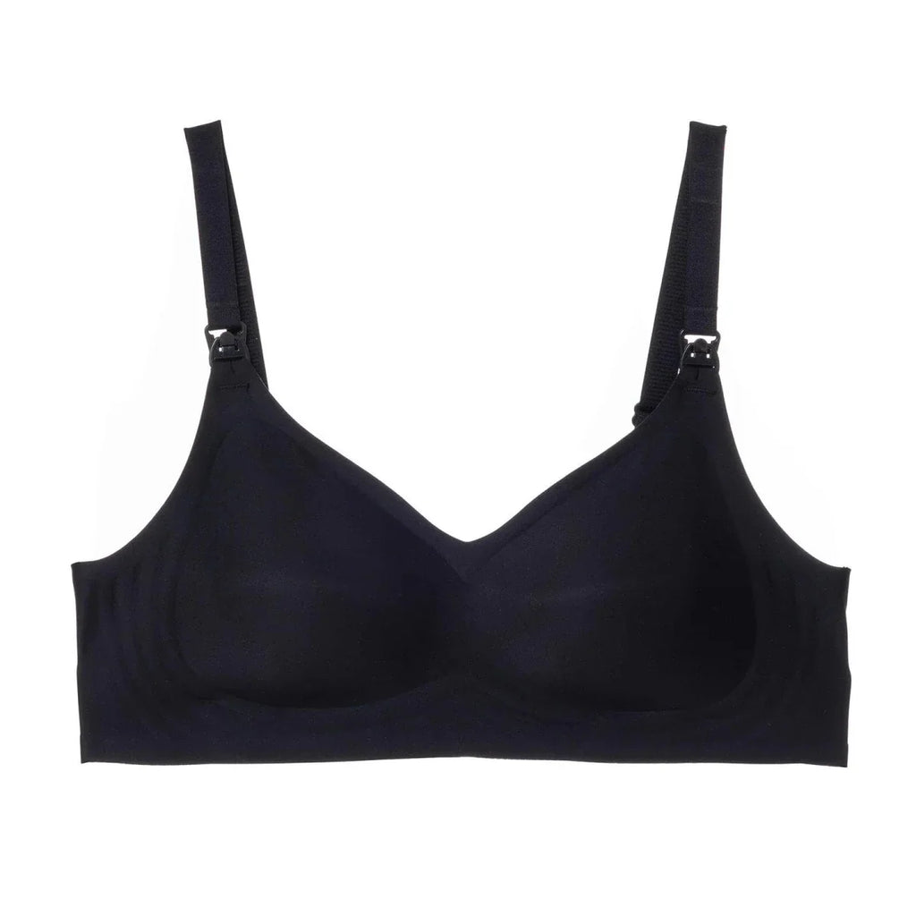 Baby Mom Women's Seamless V-Neck Non-Padded Nursing Bra - Black
