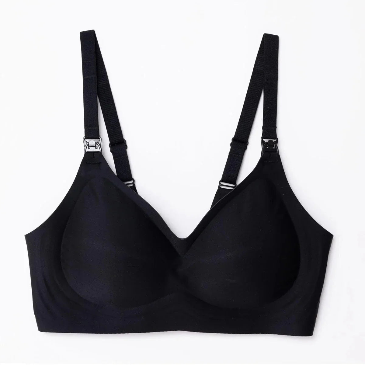 Baby Mom Women's Seamless V-Neck Non-Padded Nursing Bra - Black