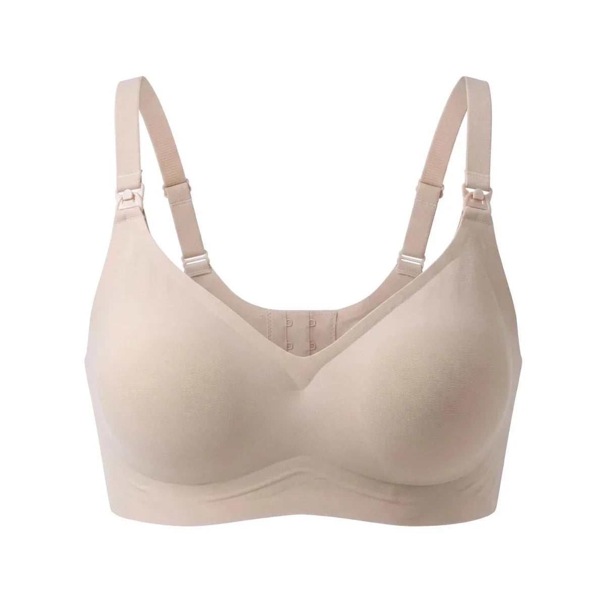 Baby Mom Women's Seamless V-Neck Non-Padded Nursing Bra - Nude