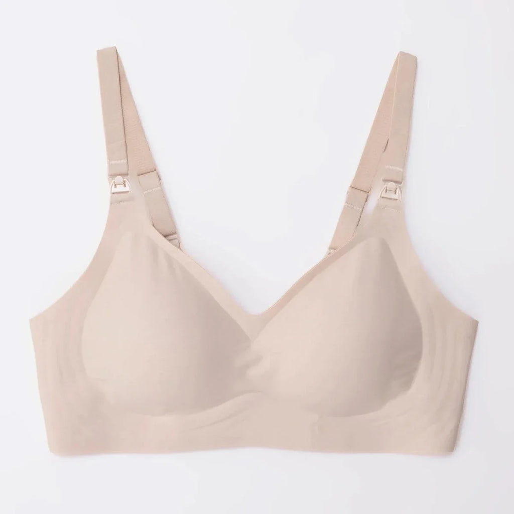 Baby Mom Women's Seamless V-Neck Non-Padded Nursing Bra - Nude