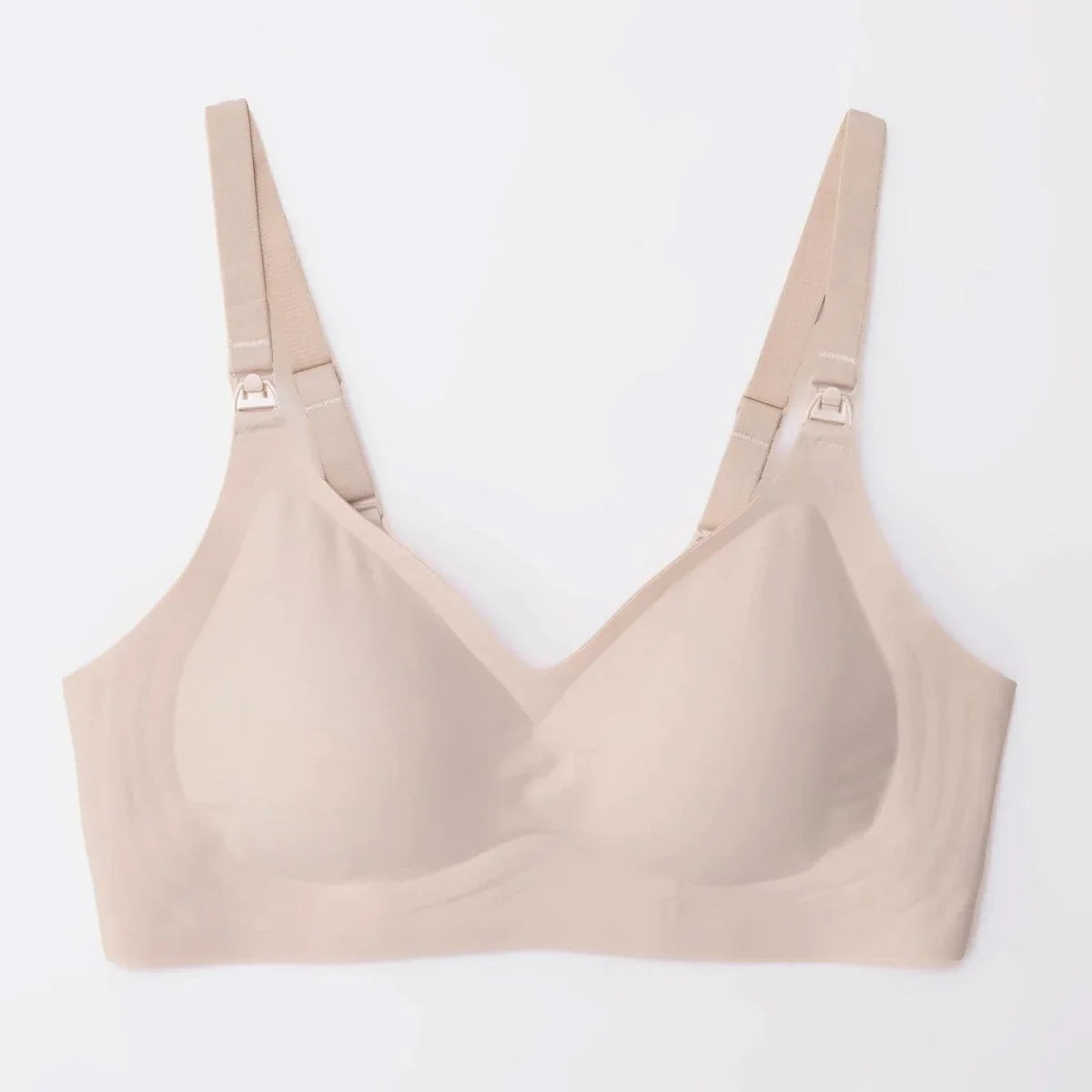 Baby Mom Women's Seamless V-Neck Non-Padded Nursing Bra - Nude