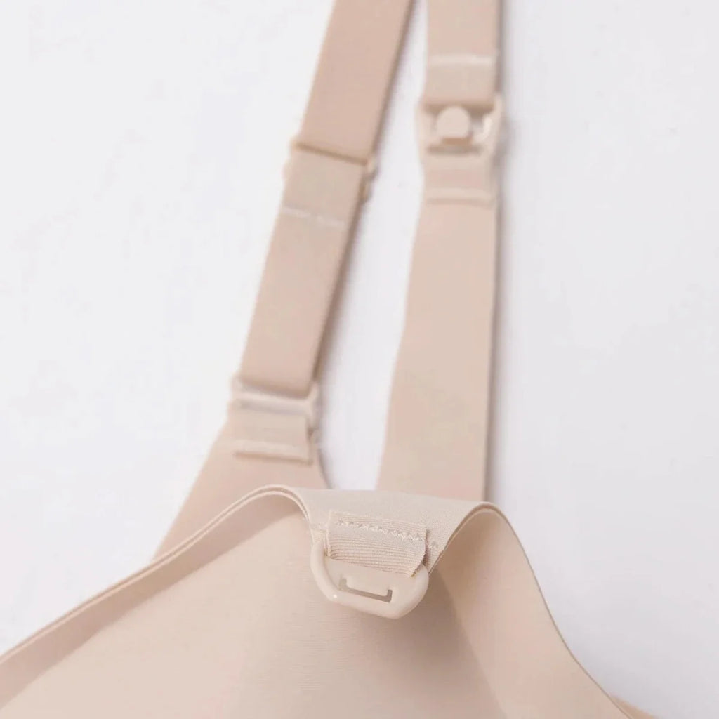 Baby Mom Women's Seamless V-Neck Non-Padded Nursing Bra - Nude