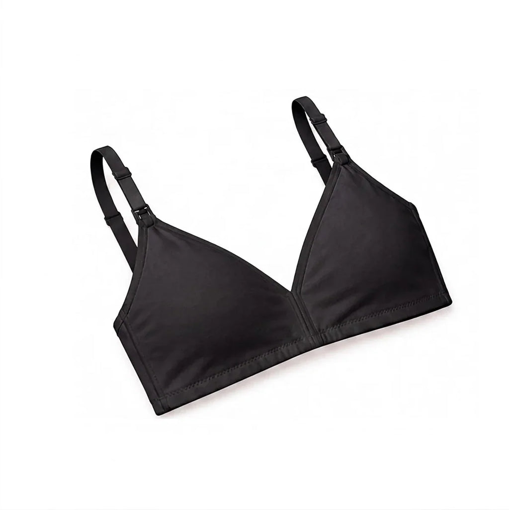 Baby Mom Women's Lace Neckline Non-Padded Nursing Bra - Black