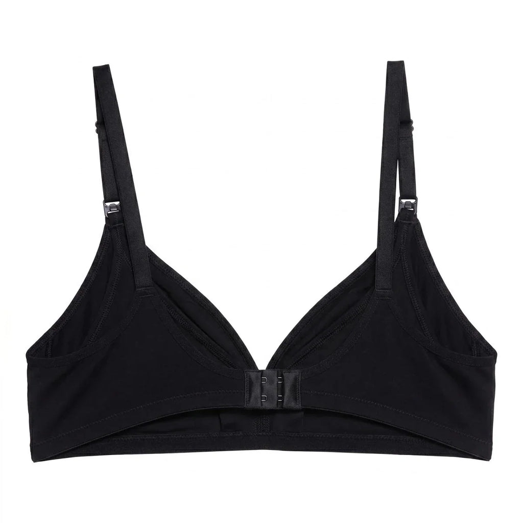 Baby Mom Women's Lace Neckline Non-Padded Nursing Bra - Black