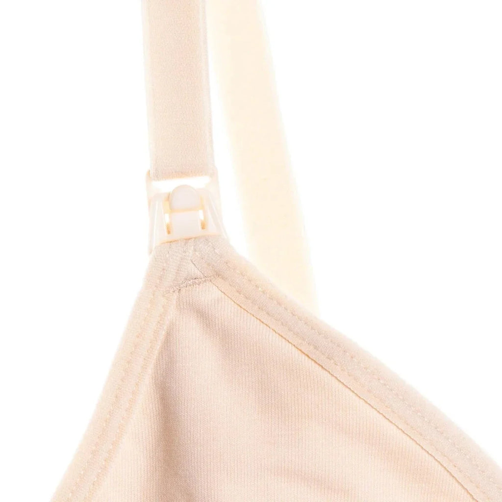 Baby Mom Women's Lace Neckline Non-Padded Nursing Bra - Nude