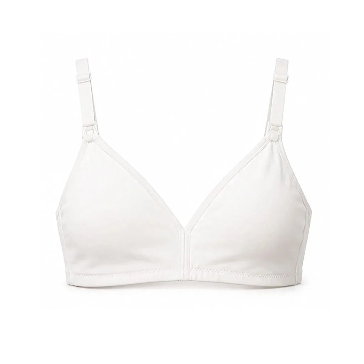 Baby Mom Women's Lace Neckline Non-Padded Nursing Bra - White