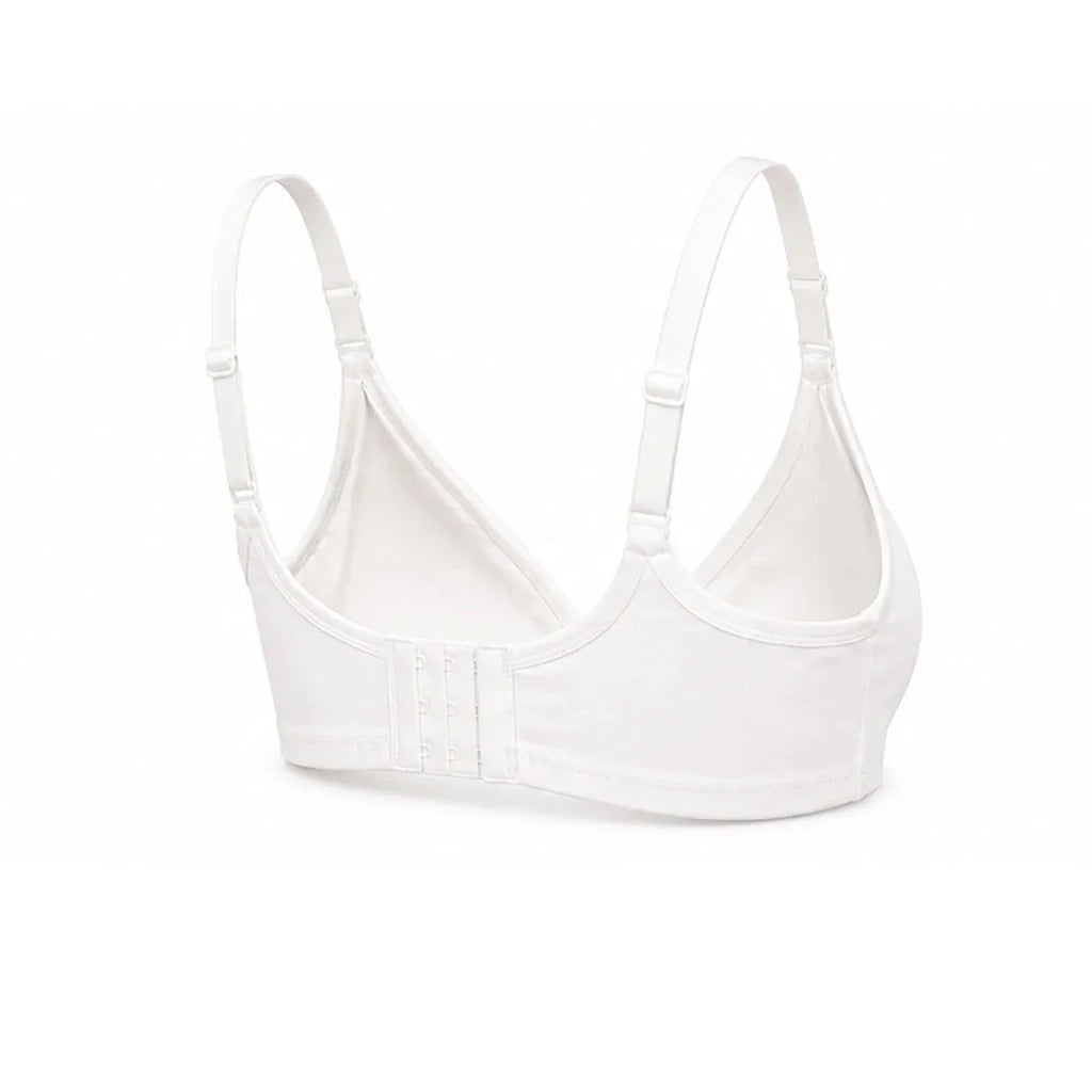 Baby Mom Women's Lace Neckline Non-Padded Nursing Bra - White