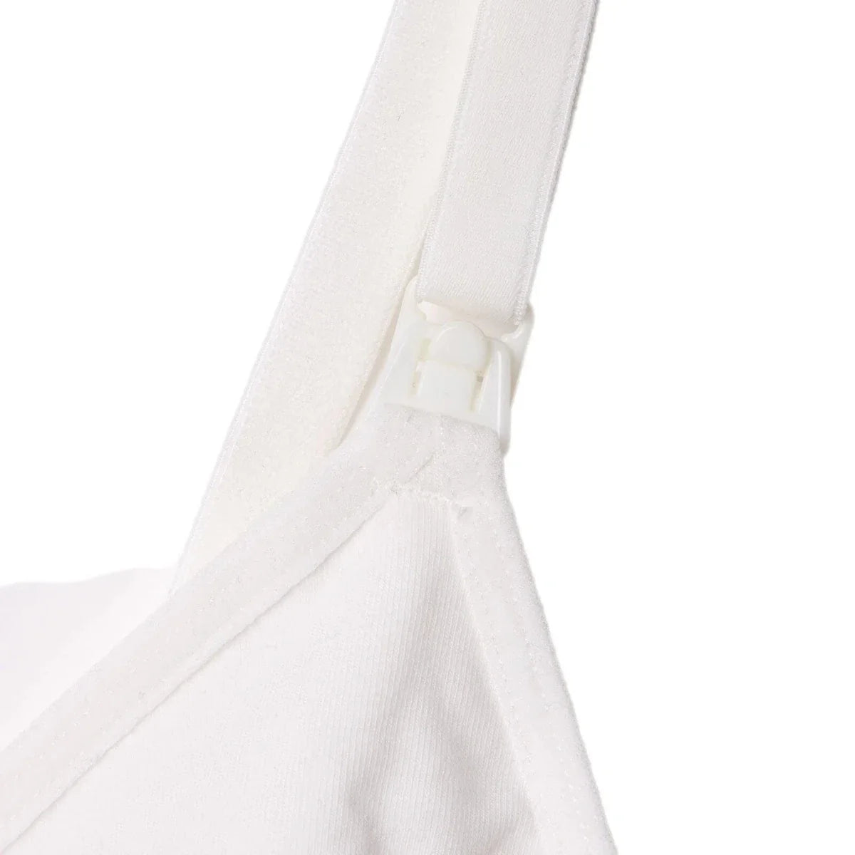 Baby Mom Women's Lace Neckline Non-Padded Nursing Bra - White