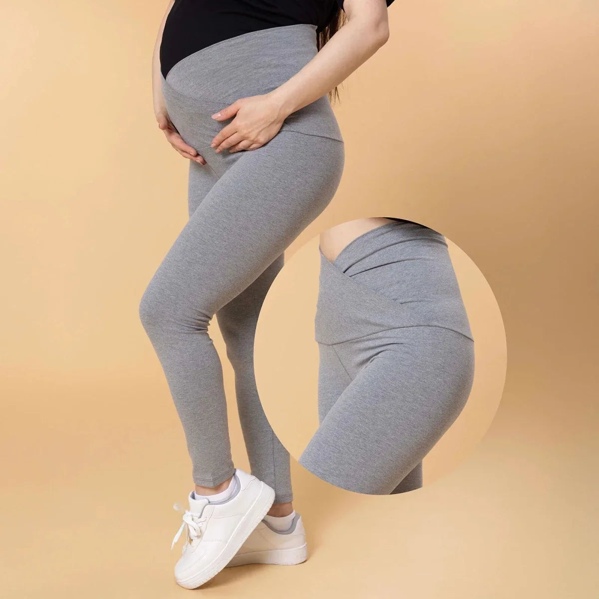Baby Mom Women's Maternity Jersey Leggings (S to 2XL) - Grey Melange