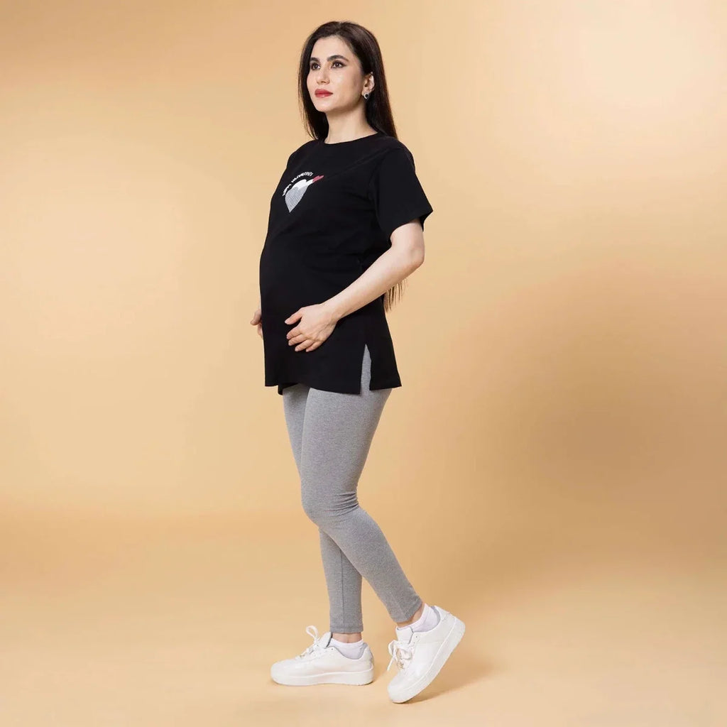 Baby Mom Women's Maternity Jersey Leggings (S to 2XL) - Grey Melange
