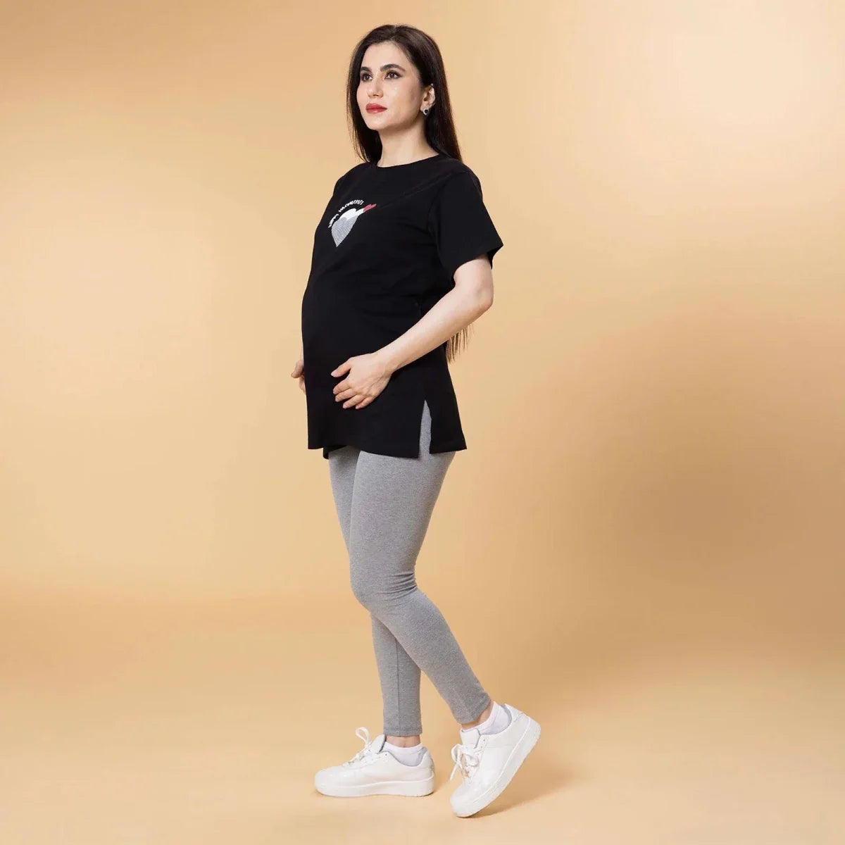 Baby Mom Women's Maternity Jersey Leggings (S to 2XL) - Grey Melange