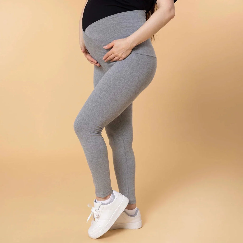 Baby Mom Women's Maternity Jersey Leggings (S to 2XL) - Grey Melange
