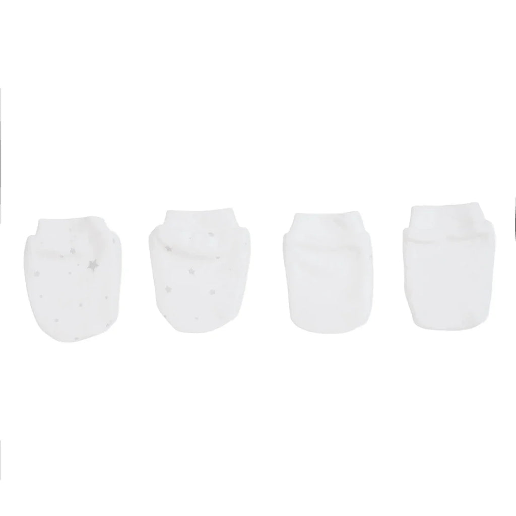 HelloBaby Printed Baby Scratch Mitts (Newborn) - Ecru Printed
