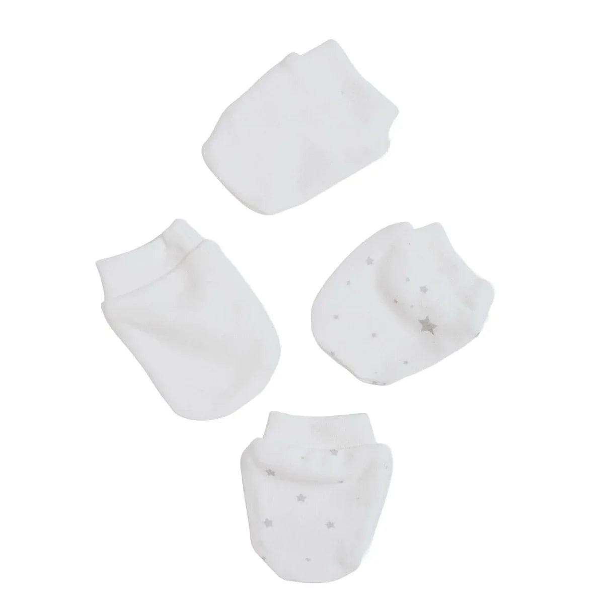 HelloBaby Printed Baby Scratch Mitts (Newborn) - Ecru Printed