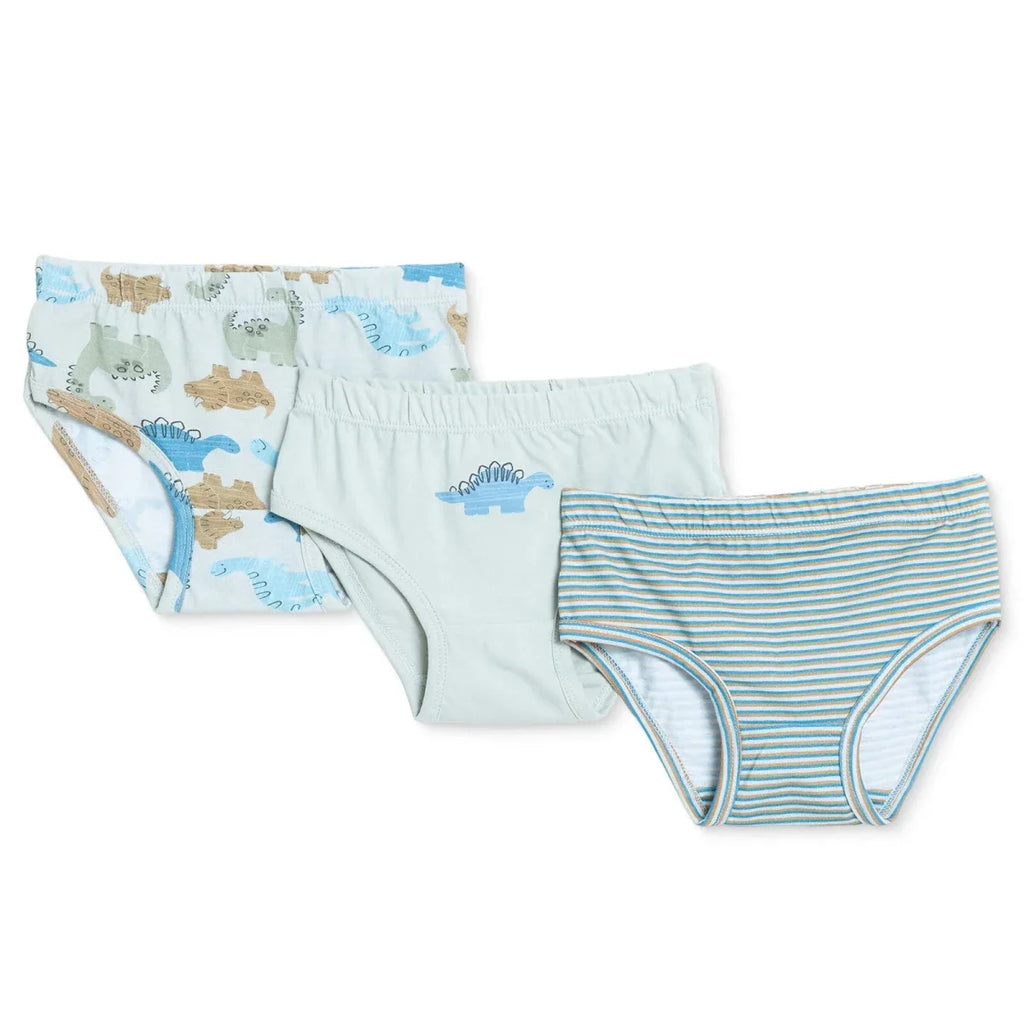 HelloBaby 3 Pack Striped Dinosaur Print Baby Briefs (12 Months to 4-5 Years) - Petrol Printed