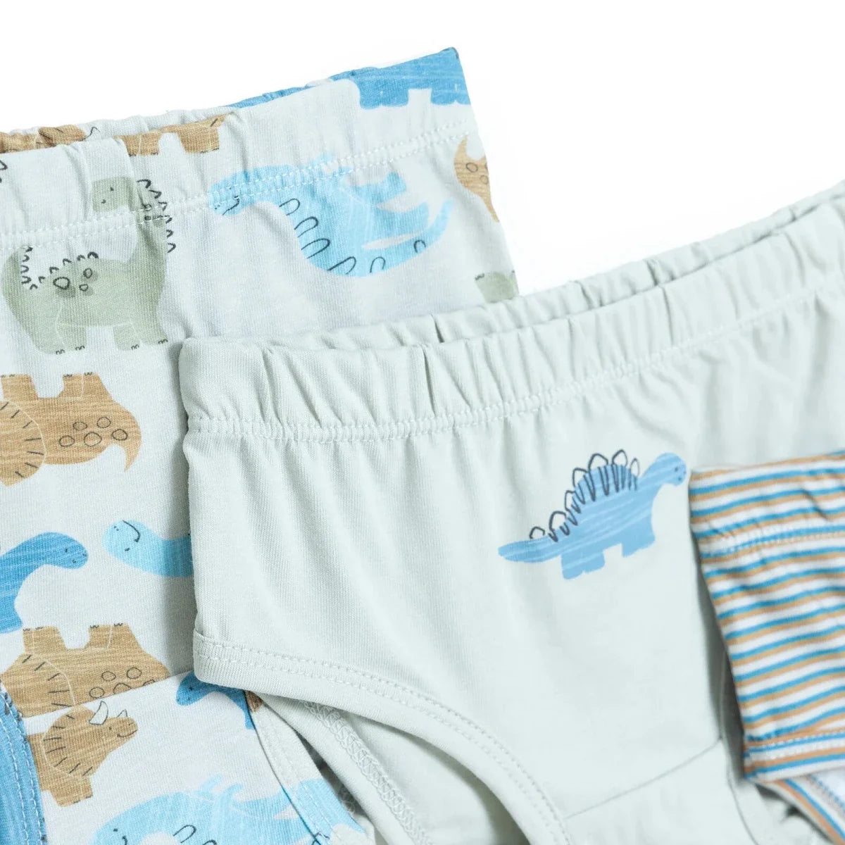 HelloBaby 3 Pack Striped Dinosaur Print Baby Briefs (12 Months to 4-5 Years) - Petrol Printed