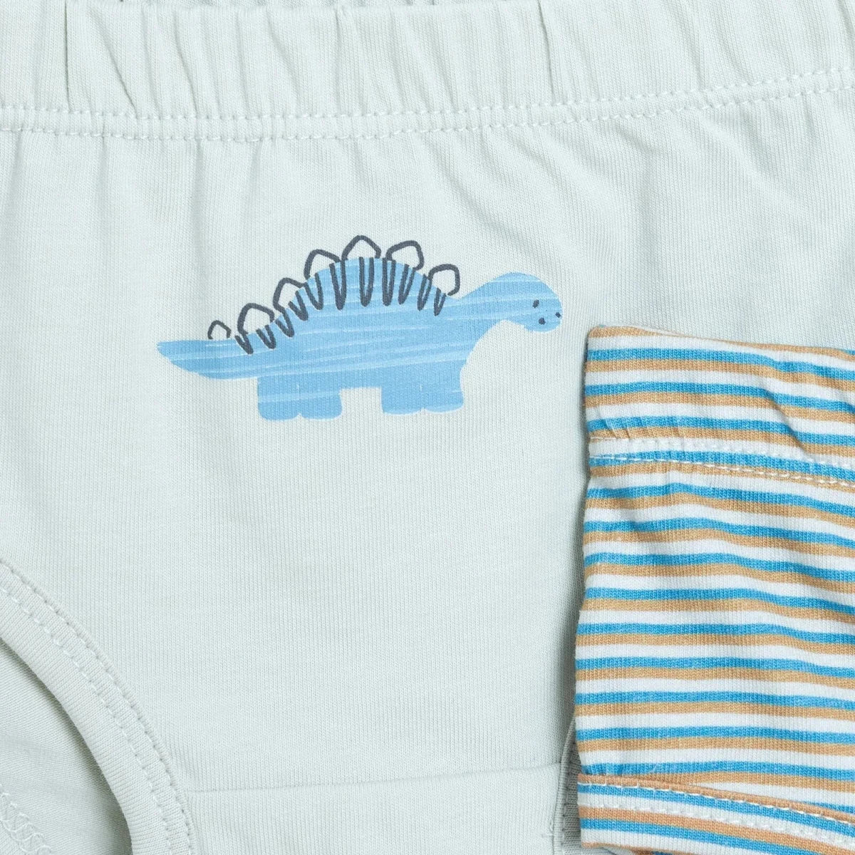 HelloBaby 3 Pack Striped Dinosaur Print Baby Briefs (12 Months to 4-5 Years) - Petrol Printed