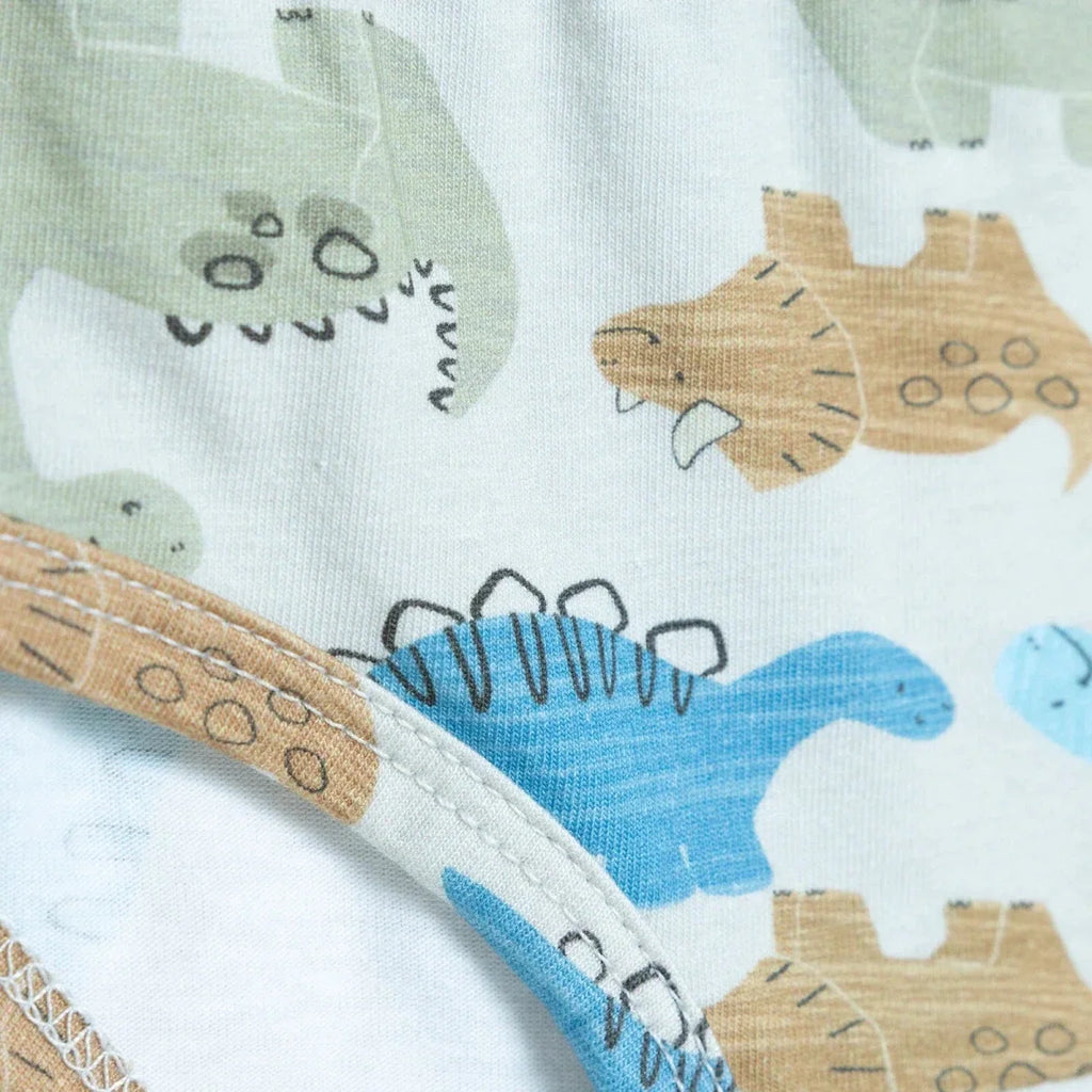 HelloBaby 3 Pack Striped Dinosaur Print Baby Briefs (12 Months to 4-5 Years) - Petrol Printed