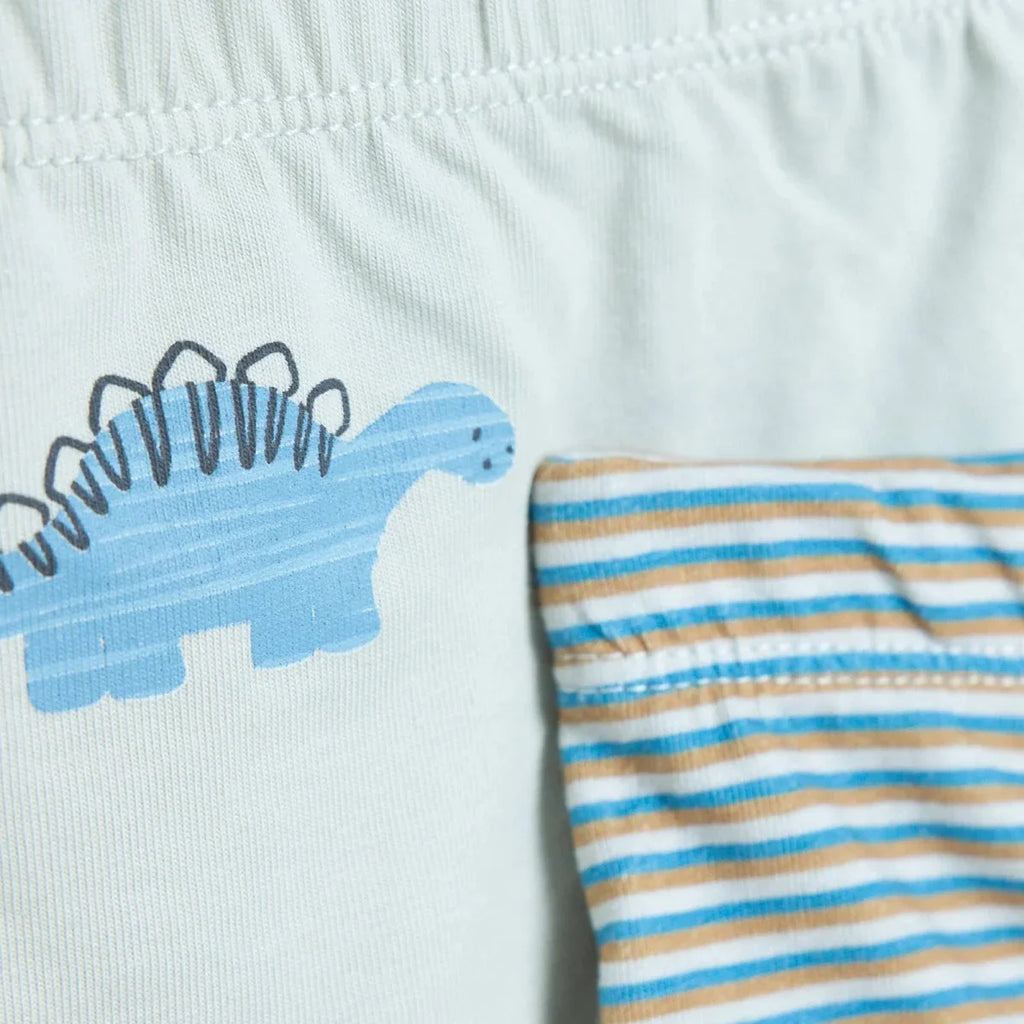HelloBaby 3 Pack Striped Dinosaur Print Baby Briefs (12 Months to 4-5 Years) - Petrol Printed