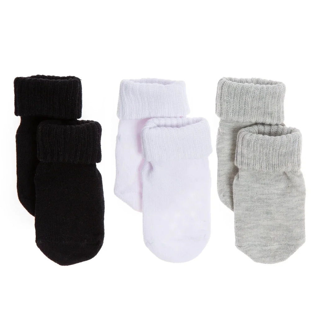 HelloBaby 3 Pack Roll-Top Baby Socks (Newborn to 12-24 Months) - Black