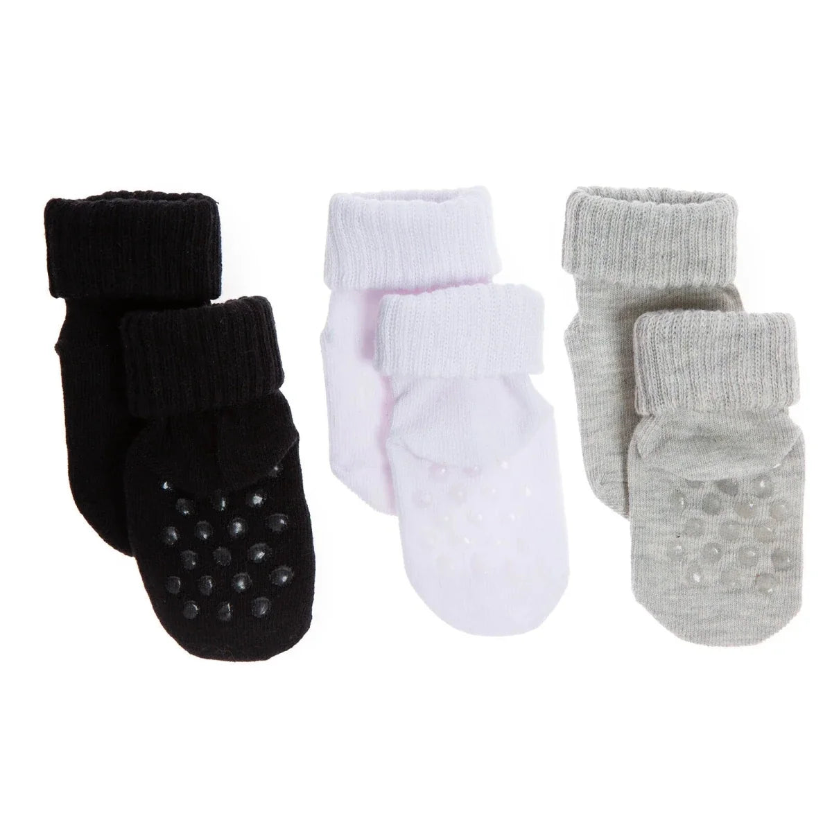 HelloBaby 3 Pack Roll-Top Baby Socks (Newborn to 12-24 Months) - Black