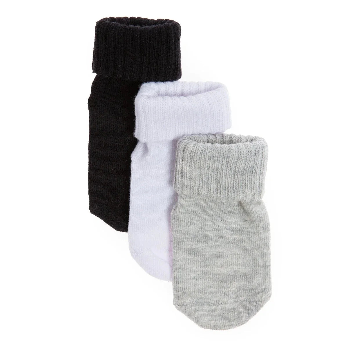 HelloBaby 3 Pack Roll-Top Baby Socks (Newborn to 12-24 Months) - Black