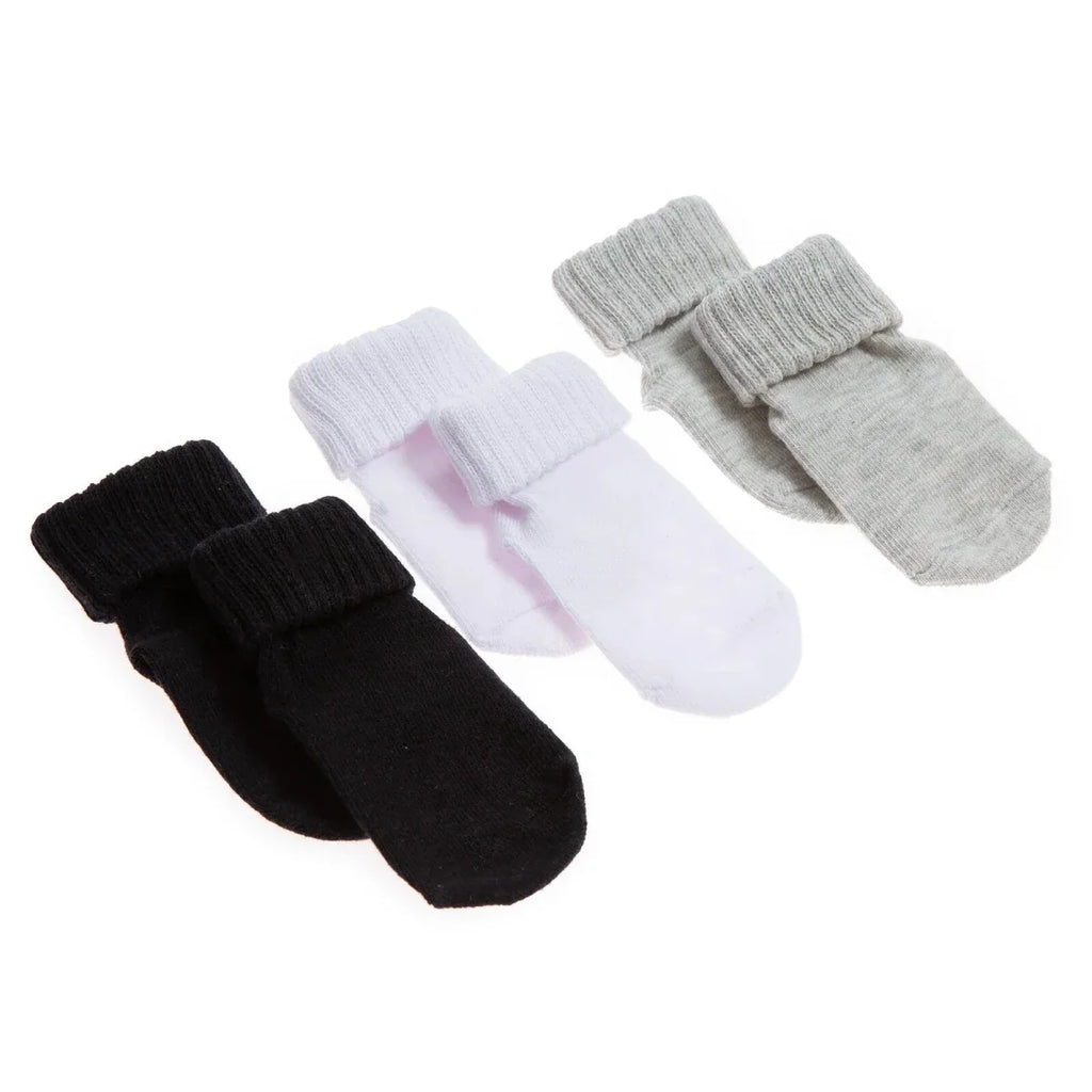 HelloBaby 3 Pack Roll-Top Baby Socks (Newborn to 12-24 Months) - Black