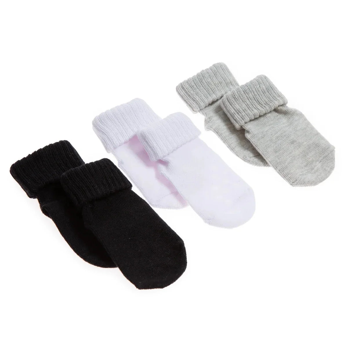 HelloBaby 3 Pack Roll-Top Baby Socks (Newborn to 12-24 Months) - Black