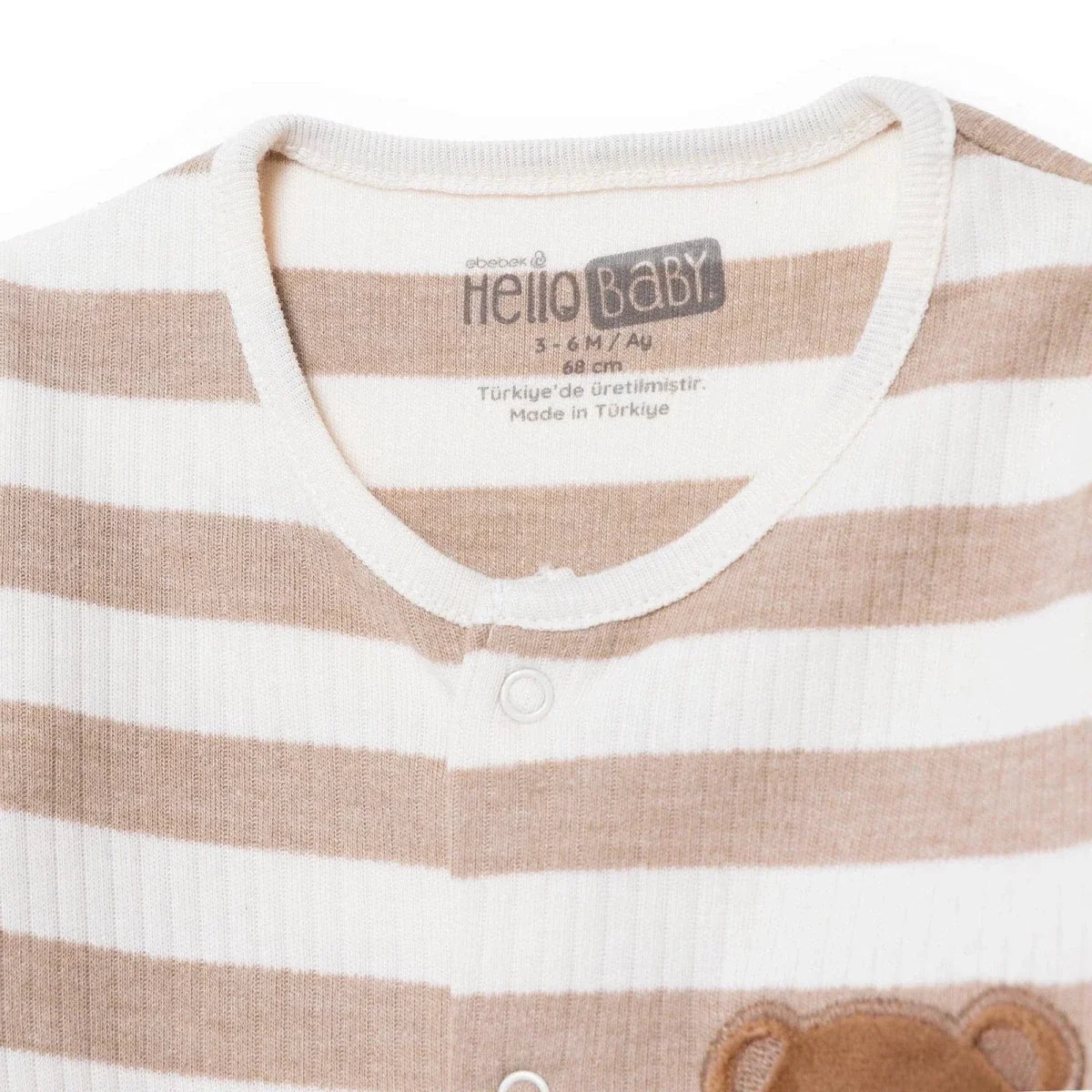 HelloBaby Bear Print Long Sleeve Footed Baby Sleepsuit (Newborn to 6-9 Months) - Beige