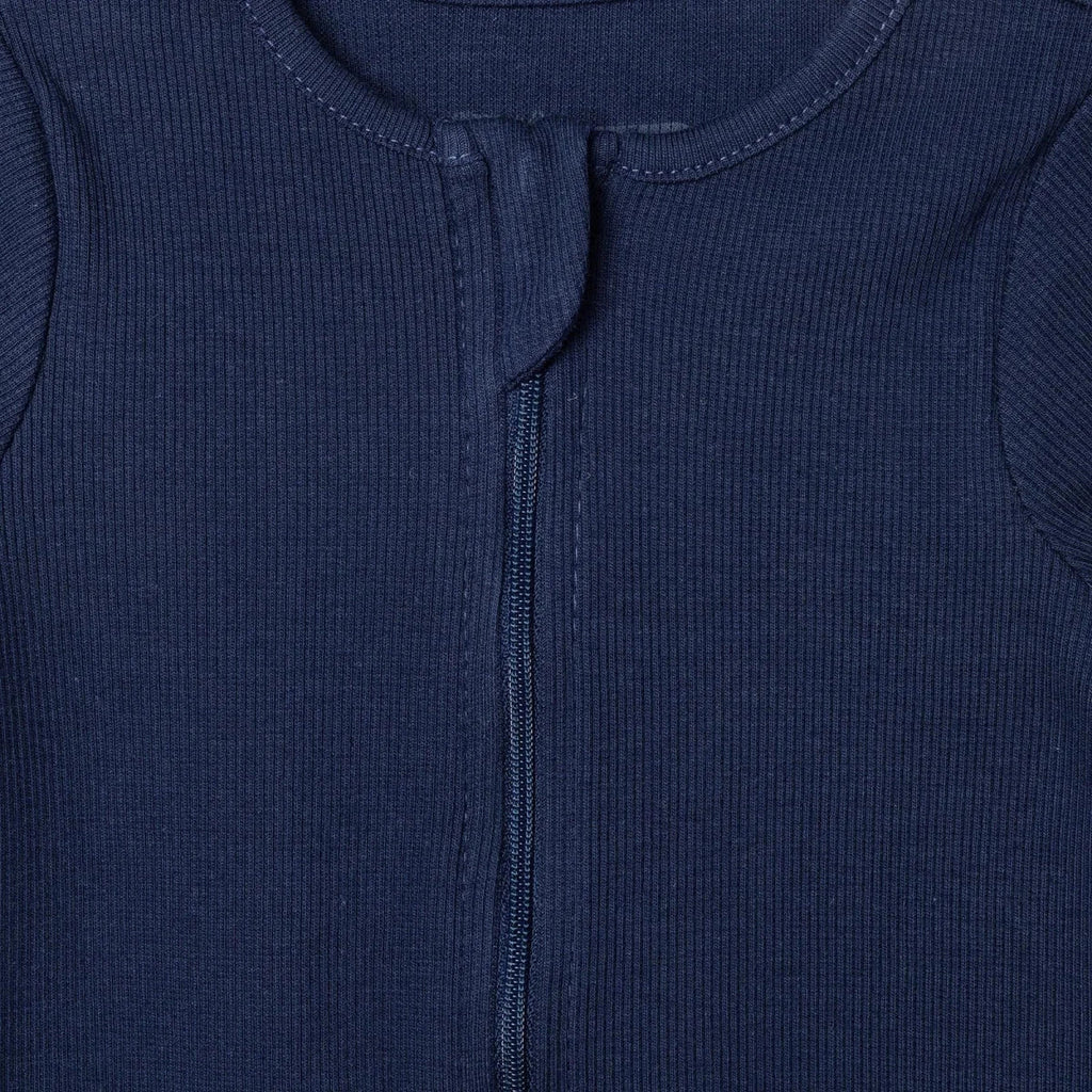 HelloBaby Zip-Up Ribbed Baby Sleepsuit with Feet (Newborn to 6-9 Months) - Dark Blue