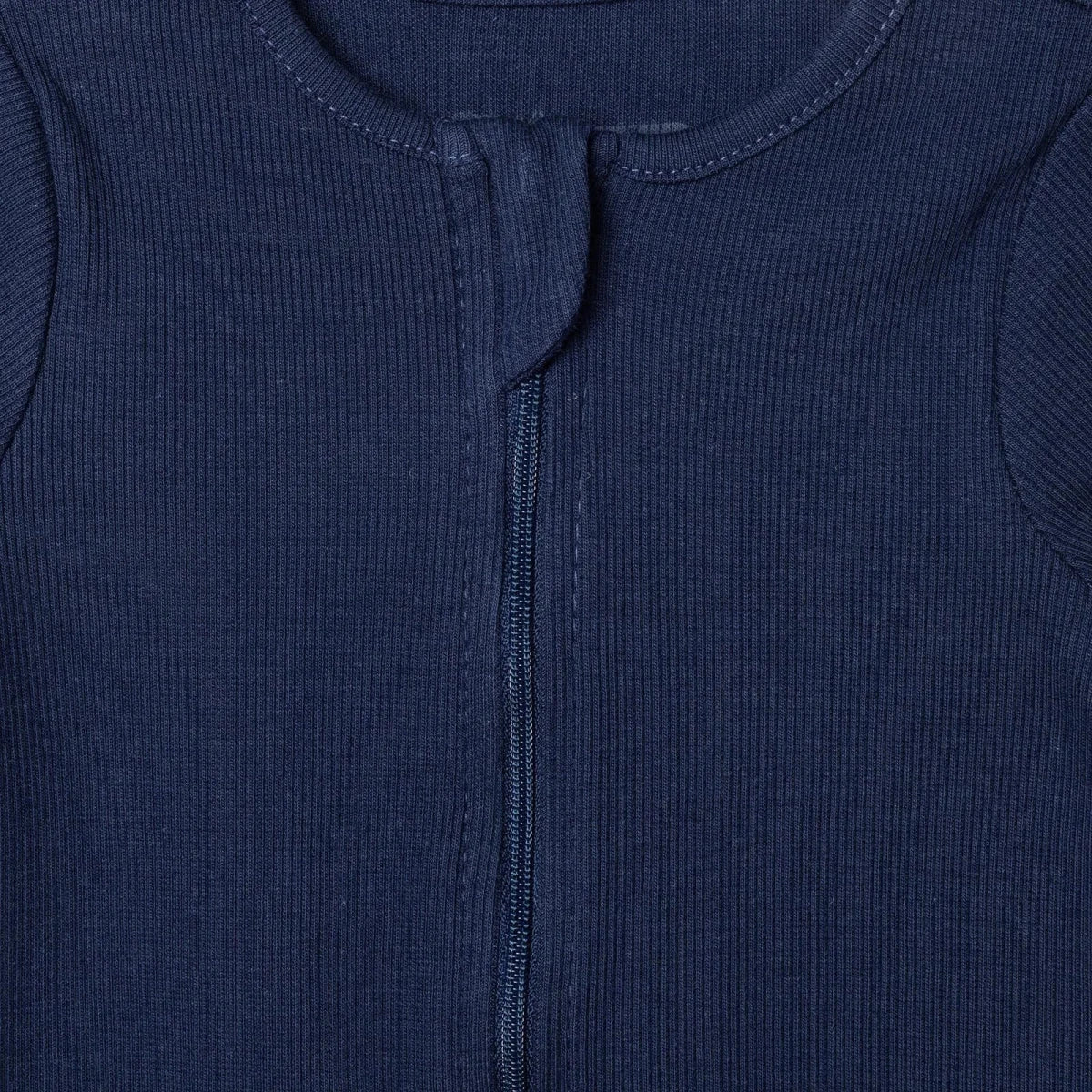 HelloBaby Zip-Up Ribbed Baby Sleepsuit with Feet (Newborn to 6-9 Months) - Dark Blue