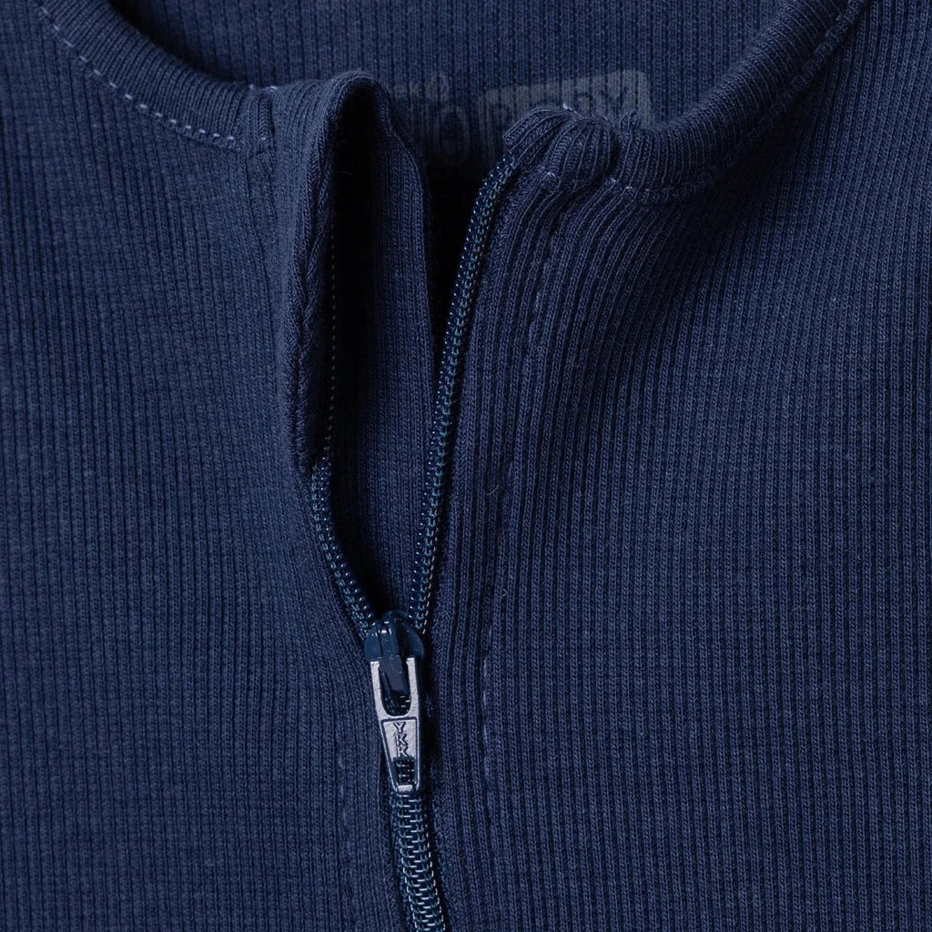 HelloBaby Zip-Up Ribbed Baby Sleepsuit with Feet (Newborn to 6-9 Months) - Dark Blue