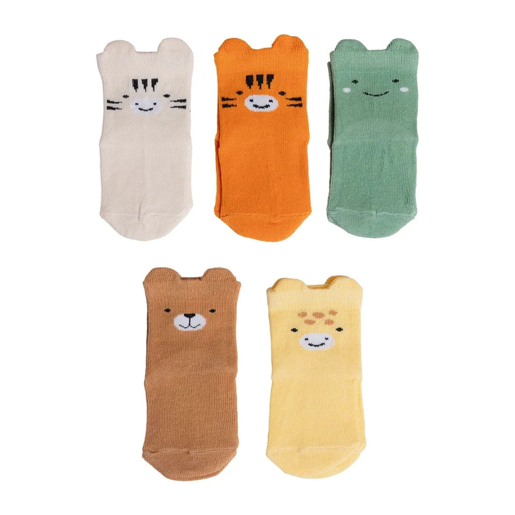 HelloBaby Animal Print 5 Pack Ankle Baby Socks (Newborn to 4-5 Years) - Orange