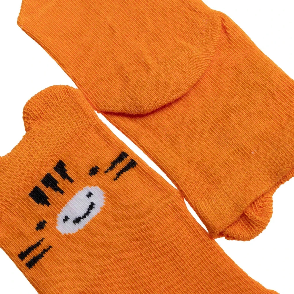 HelloBaby Animal Print 5 Pack Ankle Baby Socks (Newborn to 4-5 Years) - Orange