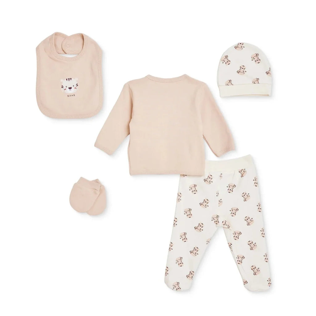 HelloBaby 5 Piece Lion Print Baby Hospital Bag Set (Newborn) - Ecru