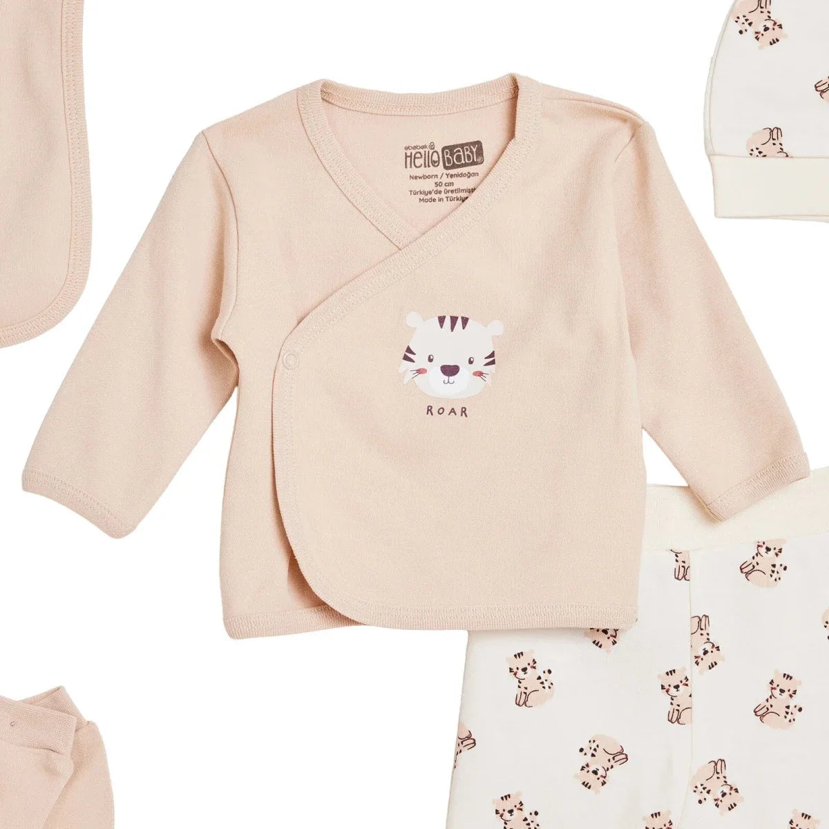 HelloBaby 5 Piece Lion Print Baby Hospital Bag Set (Newborn) - Ecru