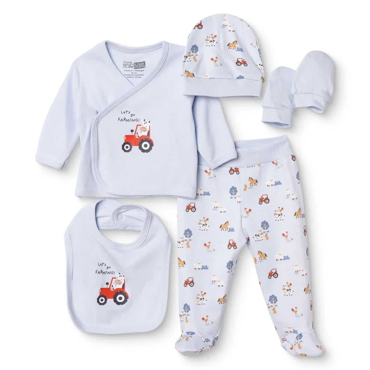 HelloBaby 5 Piece Car Print Baby Hospital Bag Set (Newborn) - Blue