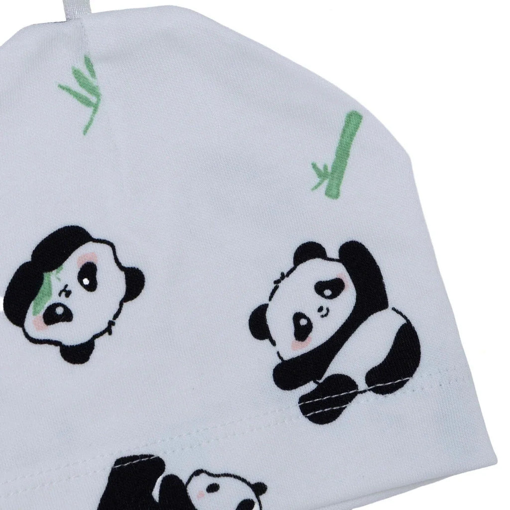 HelloBaby Panda Print Baby Bodysuit, Hat & Bottoms Set (Newborn to 6-9 Months) - Ecru