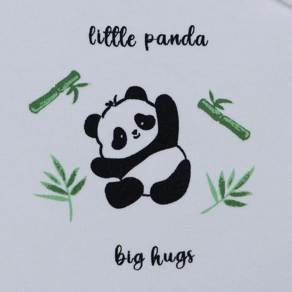 HelloBaby Panda Print Baby Bodysuit, Hat & Bottoms Set (Newborn to 6-9 Months) - Ecru