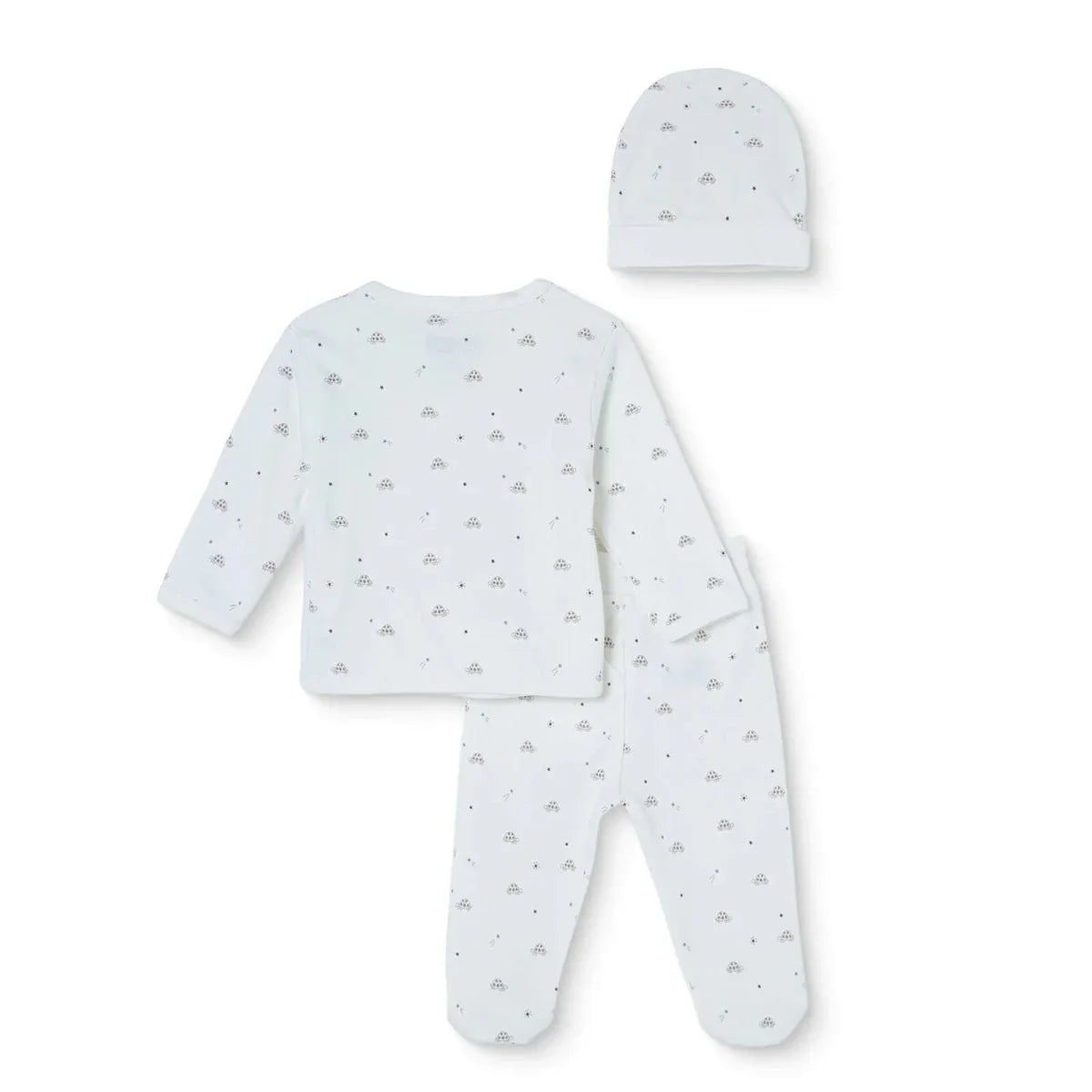 HelloBaby Turtle Print Baby Hat, Vest & Bottoms Set (Newborn to 3-6 Months) - Ecru