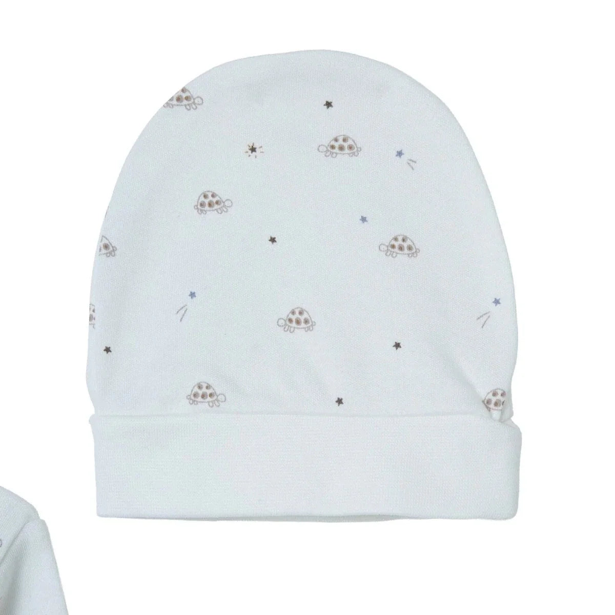 HelloBaby Turtle Print Baby Hat, Vest & Bottoms Set (Newborn to 3-6 Months) - Ecru