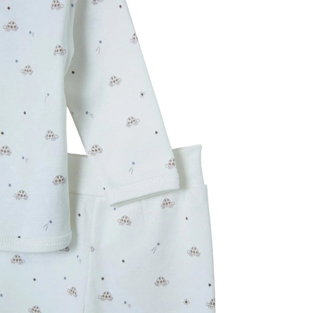 HelloBaby Turtle Print Baby Hat, Vest & Bottoms Set (Newborn to 3-6 Months) - Ecru