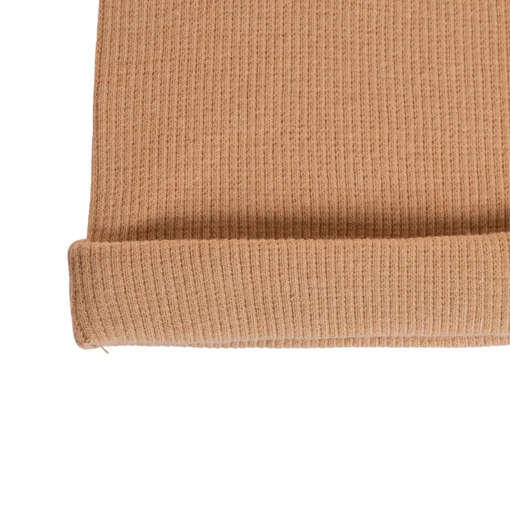 HelloBaby Slogan Print Ribbed Baby Hat (Newborn) - Light Brown