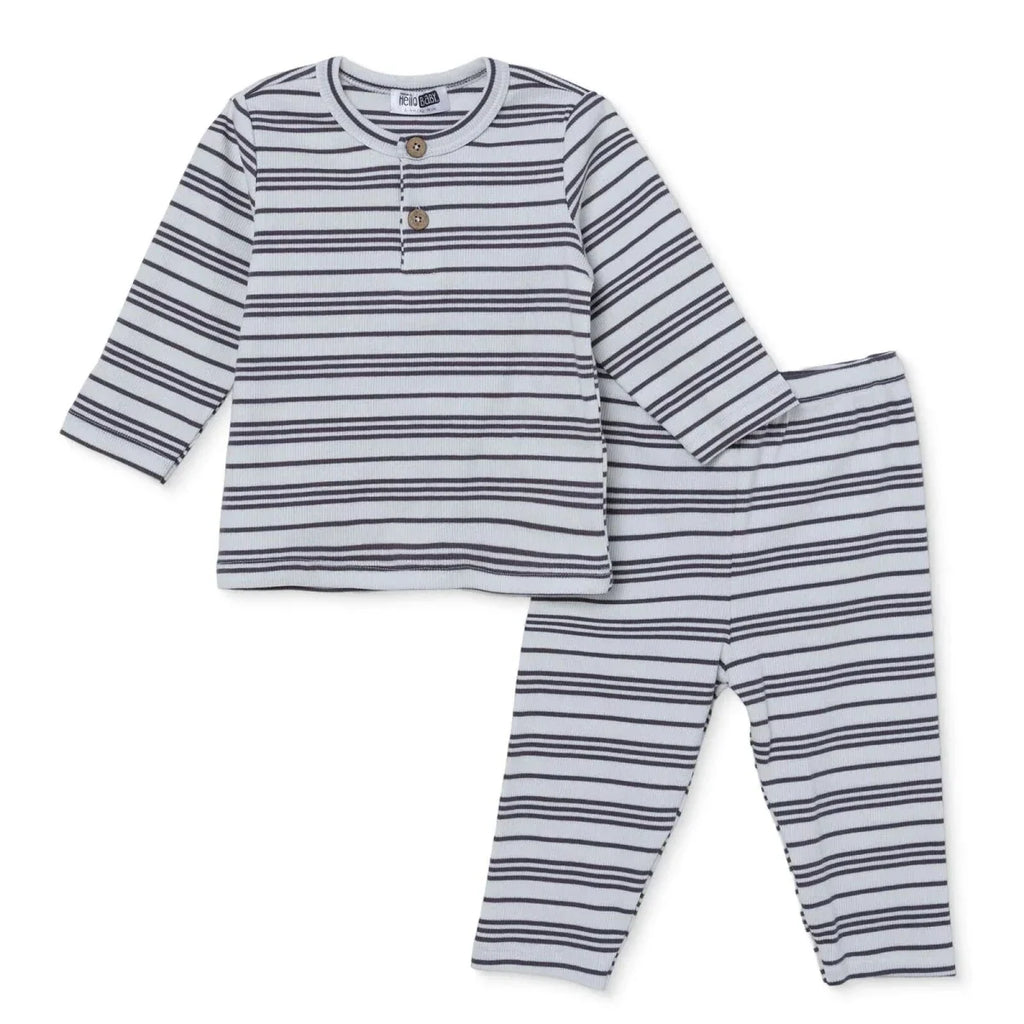 HelloBaby Striped Baby Sweatshirt & Leggings Set (1-3 Months to 12 Months) - Ecru Printed