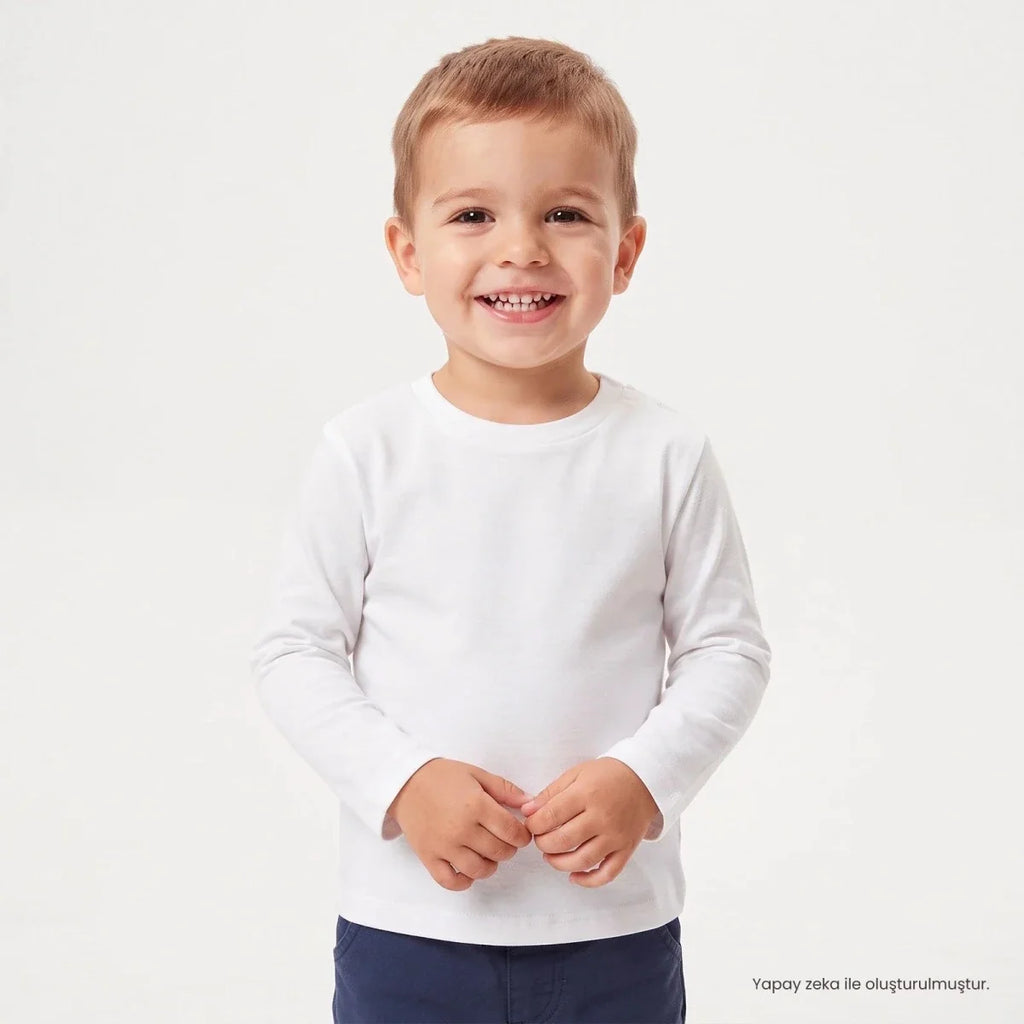 HelloBaby Long Sleeve Interlock Baby T-Shirt (3-6 Months to 2-3 Years) - White