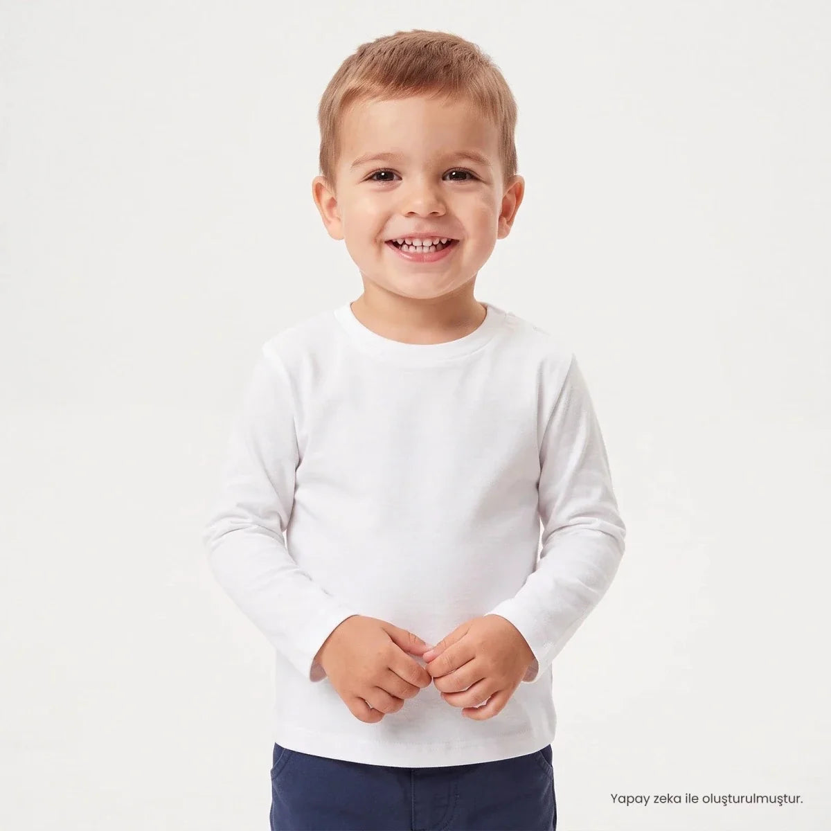 HelloBaby Long Sleeve Interlock Baby T-Shirt (3-6 Months to 2-3 Years) - White