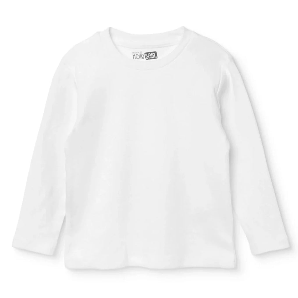 HelloBaby Long Sleeve Interlock Baby T-Shirt (3-6 Months to 2-3 Years) - White