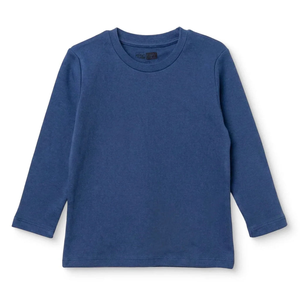 HelloBaby Long Sleeve Interlock Baby T-Shirt (3-6 Months to 2-3 Years) - Navy Blue